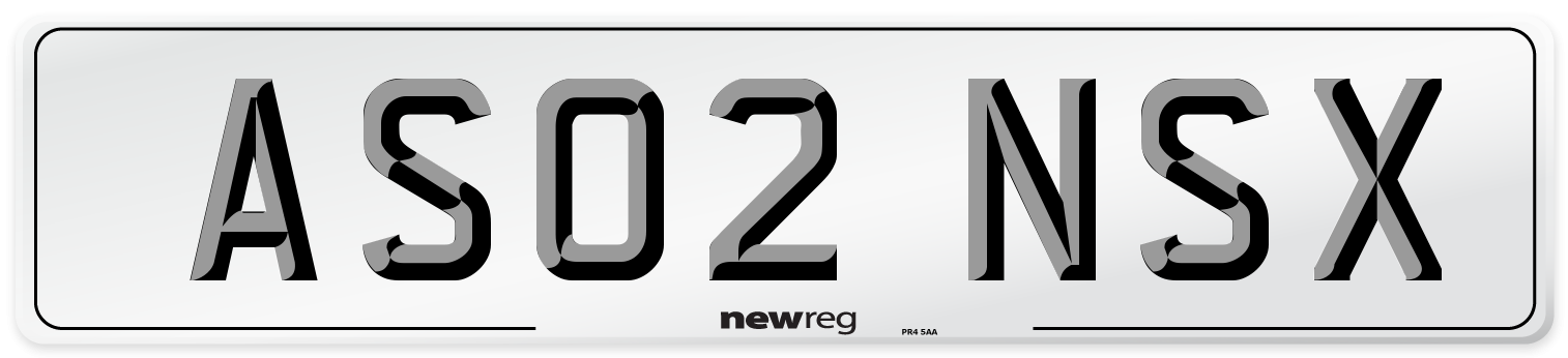 AS02 NSX Number Plate from New Reg